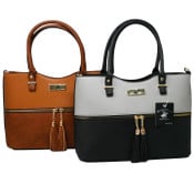 Wholesale - BHPC SATCHEL 2-TONE HANDBAG W/DBL HANDLE 2-ASST